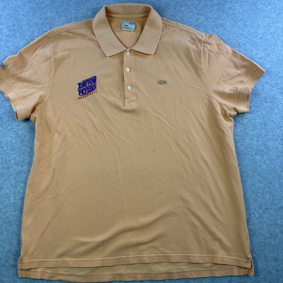 Lacoste Other - Lacoste Vintage Washed Orange Polo Shirt Dayton Flyers Basketball Mens 8 3XL